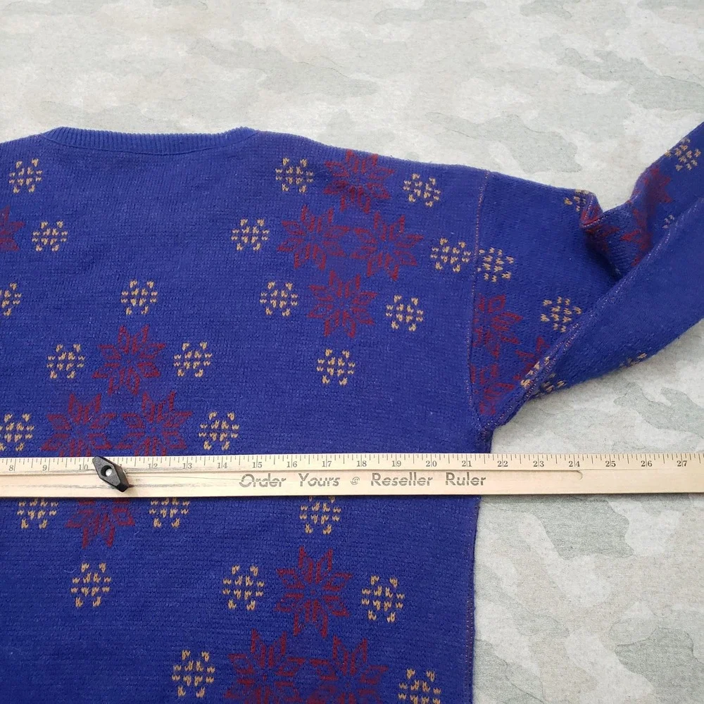 Vintage Jantzen Sweater Men Large Blue Snowflake Pullover Grandpa Core